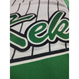 Men'S #1 Striped Baseball Jersey, 100% Polyester V-Neck Short Sleeve T-Shirt with Lettering, Breathable Knit Fabric for Sports & Casual Wear, Loose Fit Button-Up Top for All Seasons