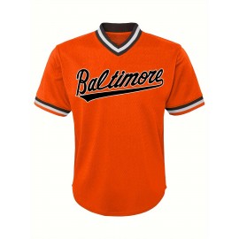 Men's Baseball Jersey T-shirt, Match Party Training Short Sleeve Top for Males