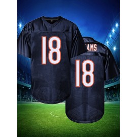 Men'S #18 Navy Blue Football Jersey - Breathable, Loose Fit with Embroidered Letters 