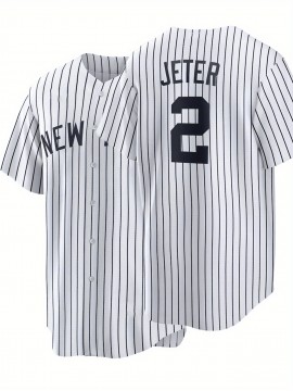 Men's White Striped #2 Baseball Shirt - Breathable Button-Up V-Neck with Classic Letter Embroidery, Loose Fit for Training, Games & Casual Wear | All-Season Sportswear for Men & Teens, Baseball Jersey