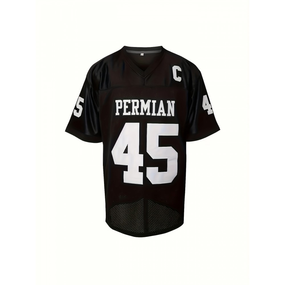 Men's # 45 Black Rugby Jersey, Suitable For Matches And Training