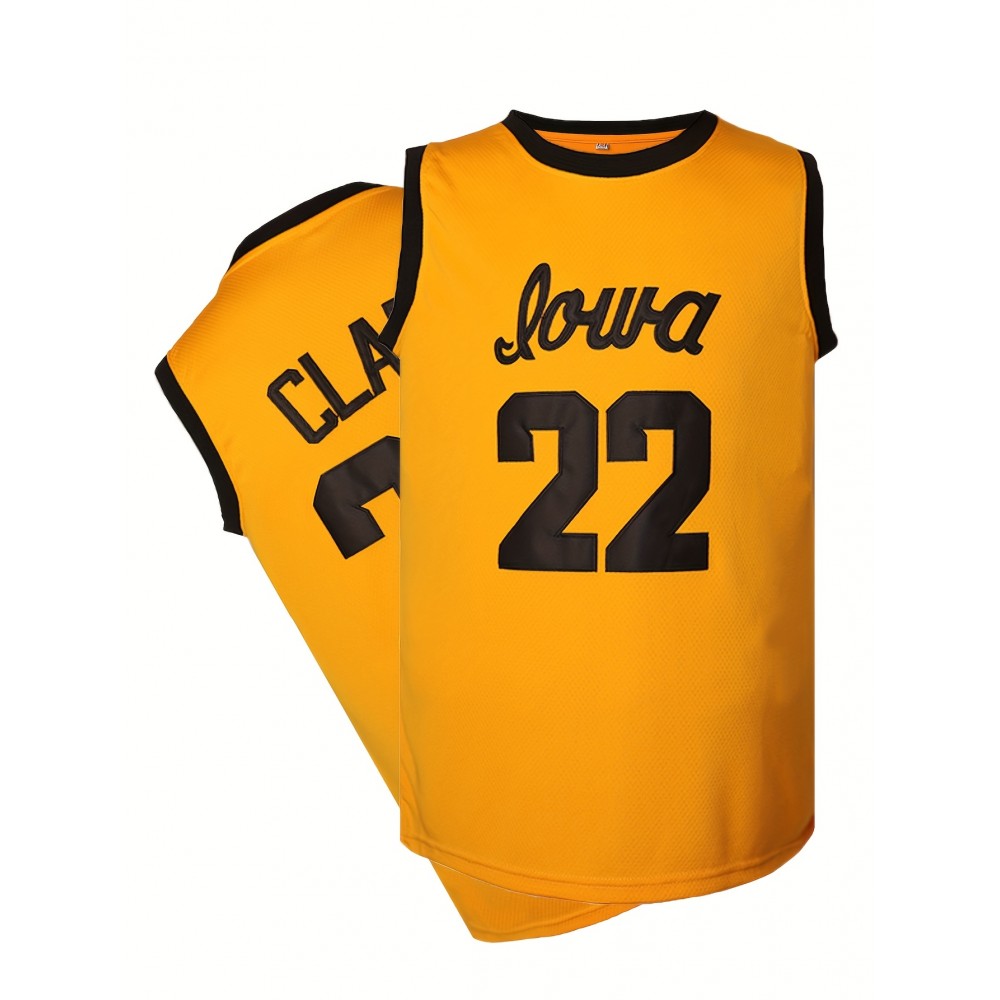 Stitched 22 Yellow Basketball Sports Jersey, Sleeveless Basketball Jersey