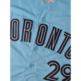 Men'S # 29 Blue Embroidered Baseball Shirt Suitable For Training And Casual Wear Durable Polyester S-3XL