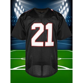 Men'S American Football Sweatshirt # 21 Black Sweatshirt Suitable For Training Competitions Team Sports S-XXXL