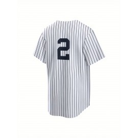 Men's Retro Baseball Jersey #2 - V-Neck Button-Up, Lightweight Polyester, Loose Fit for Team Sports & Casual Wear, Machine Washable, All-Season Comfort, Outdoor Activity Apparel, Sporty Vneck Style, Durable Sportswear