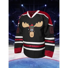 Men's #00 Black & Red Ice Hockey Jersey - Embroidered 