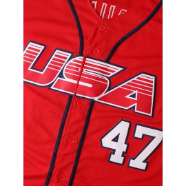 Men'S #47 USA Embroidered Baseball Jersey