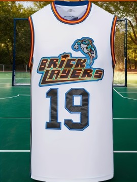 1pc Men'S Basketball Jersey - Polyester Sports T-Shirt with Embroidered Lettering, Breathable & Moisture-Wicking, Lightweight Knit Fabric, Casual Street Style, Round Neck, Short Sleeves, for Training, Outdoor Activities, Beach, Evening Dates, All Seasons