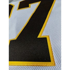 Men's Size 18 White Ice Hockey Jersey, Vintage Classic Embroidery, Breathable Pullover Sports Shirt, V-neck, Polyester, Sporty Style