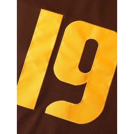 Men's San Diego Letter & Number 19 Baseball Sweatshirt - Brown V-Neck Polyester Pullover, Loose Fit for Casual Team Sports, Outdoor Activities & Parties (Sizes S-3XL), Sports Pullover | Sporty Design | Durable Sportswear