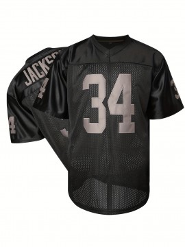 #34 Black Breathable Embroidered Football Jersey