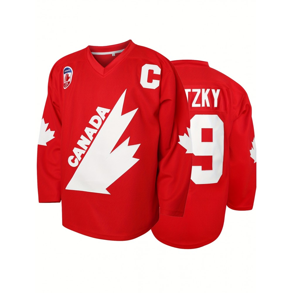 Men'S Breathable Ice Hockey Jersey, Classic Letter & Number 99 Embroidery Sports Uniform For Training & Competition