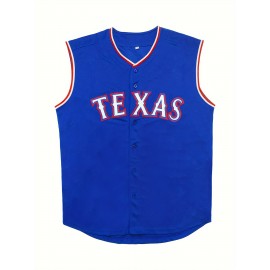 Letter And Number 53 Embroidery, Men'S Short Sleeve V-neck Baseball Jersey, Comfy Top For Training And Competition