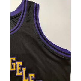Men'S Stylish Comfy Basketball Top, Classic Letter & Number 24 Embroidered Sleeveless Breathable Tank Top