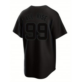 Men's Black #99 Baseball Shirt with ALL RISE Embroidery - Breathable Button-Up V-Neck, Loose Fit for Training, Games & Casual Wear - All-Season Sportswear for Men & Teens, Baseball Jersey, Comfortable Athletic Wear