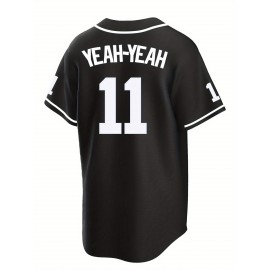 Men's Black #11 Baseball Jersey - 
