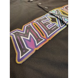 Men'S Classic #56 Mexico Baseball Jersey - Vibrant Retro Embroidery, Breathable Polyester, Short Sleeve V-Neck with Button Closure - Ideal for Training, Competition & Casual Wear