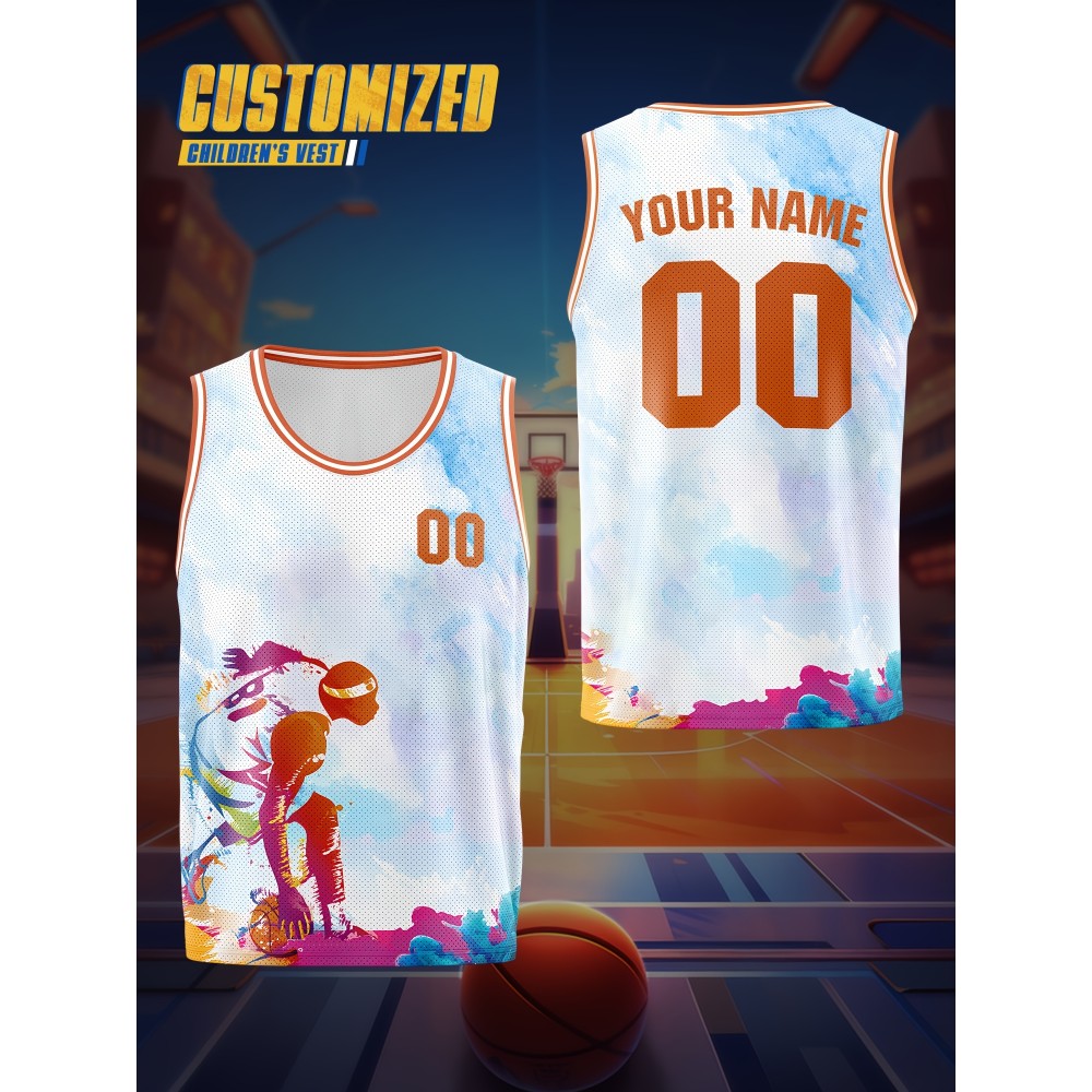 Custom Youngsters' Basketball Jersey with Name & Number - Breathable, Comfort Fit for Training & Games, Perfect for Outdoor Sports & Casual Wear