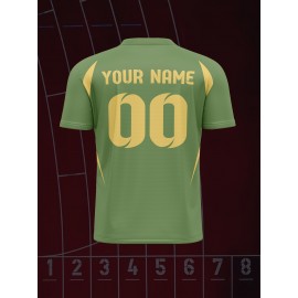 1pc Customizable V-Neck Soccer Jersey for Kids - 100% Polyester Knit Fabric, All-Over Print, Personalized Name & Number, Regular Fit for Boys & Girls, Ideal for Sports, Casual Wear & Outdoor Activities - Spring/Summer/Fall Collection