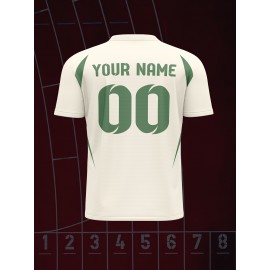 1pc Customizable V-Neck Soccer Jersey for Kids - 100% Polyester Knit Fabric, All-Over Print, Personalized Name & Number, Regular Fit for Boys & Girls, Ideal for Sports, Casual Wear & Outdoor Activities - Spring/Summer/Fall Collection