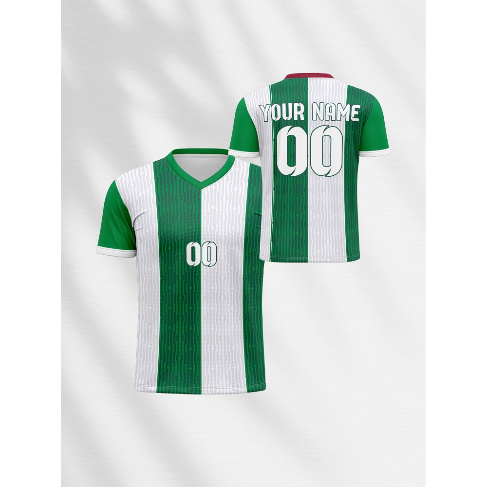 Customizable Kids Soccer Jersey, V-Neck Polyester Football Top with Personalized Name & Number, Medium Stretch, All-Season Sports Shirt for Boys & Girls, Casual Training & Outdoor Wear