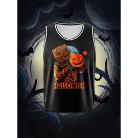 Boys Customizable Name & Number Basketball Jersey, Halloween Themed Performance Tank Top - Polyester, Breathable, Sports & Outdoor Vest for Training, Running & Casual Wear