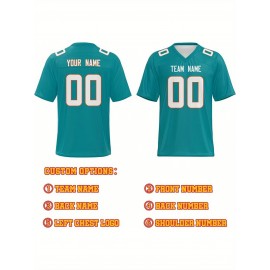 Custom Plus-Size Women's Football Jersey - Personalized Team Name & Number, Vibrant Teal V-Neck Summer Sportswear, Breathable Athletic Top for Sports Meetings, Travel Photo Shoots
