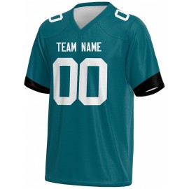 Custom Plus-Size Women's Football Jersey - Personalized Team Name & Number, Vibrant Teal V-Neck Summer Sportswear, Breathable Athletic Top for Sports Meetings, Travel Photo Shoots