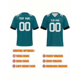 Custom Plus-Size Women's Football Jersey - Personalized Team Name & Number, Vibrant Teal V-Neck Summer Sportswear, Breathable Athletic Top for Sports Meetings, Travel Photo Shoots