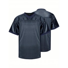 Customizable Football Jersey - Personalized Team & Number, V-Neck Short Sleeve, Breathable Fabric, Perfect for Sports & Casual Wear, Summer Sports Apparel, Sporty Clothing, Comfortable Fit