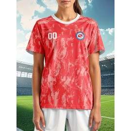 Women's Custom Soccer Jersey Personalized Name & Number - Two-Tone Red/White Athletic top - Non-Stretch Fabric for Soccer, Baseball, Gym - Custom Sports Apparel Gift for Female Players, Outdoor Sports Attire, Vibrant Stripe Design, Durable Sportswear