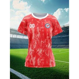 Women's Custom Soccer Jersey Personalized Name & Number - Two-Tone Red/White Athletic top - Non-Stretch Fabric for Soccer, Baseball, Gym - Custom Sports Apparel Gift for Female Players, Outdoor Sports Attire, Vibrant Stripe Design, Durable Sportswear