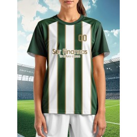 Custom Soccer Jersey Personalized with Name & Number - Green & White Striped Football Shirt, Non-Stretch Fabric for Soccer, Baseball, Gym, Team Uniforms - Custom Sports Apparel for Players & Fans, Outdoor Sports Gear, Striped Design, Summer Sportswear