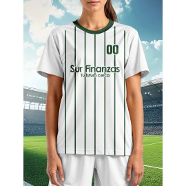 Custom Soccer Jersey Personalized with Name & Number - Green & White Striped Football Shirt, Non-Stretch Fabric for Soccer, Baseball, Gym, Team Uniforms - Custom Sports Apparel for Players & Fans, Outdoor Sports Gear, Striped Design, Summer Sportswear