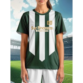 Custom Soccer Jersey Personalized with Name & Number - Green & White Striped Football Shirt, Non-Stretch Fabric for Soccer, Baseball, Gym, Team Uniforms - Custom Sports Apparel for Players & Fans, Outdoor Sports Gear, Striped Design, Summer Sportswear
