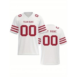 Women's Custom Football Jersey - Personalized Soccer-like sportswear, V-Neck Non-Stretch Tee, Team & Number Customization, Dark Green & Black Color Block for Football, Soccer, Casual Sports - Plus-Size Athletic Shirt, Comfortable Fit