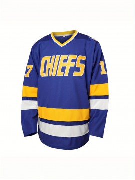 17 Men's Ice Hockey Jacket White Blue Sports Training Jersey Comfortable And Casual S-3XL