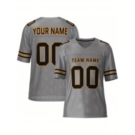 Customizable Football Jersey - Personalized Team & Number, V-Neck, Short Sleeve, Breathable Fabric for Outdoor Sports & Casual Wear, Custom Football Jersey, Summer Sports Apparel, Sporty Design, Comfortable Fit