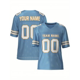 Customizable Football Jersey - Personalized Team & Number, V-Neck, Short Sleeve, Breathable Fabric for Outdoor Sports & Casual Wear, Custom Football Jersey, Summer Sports Apparel, Sporty Design, Comfortable Fit
