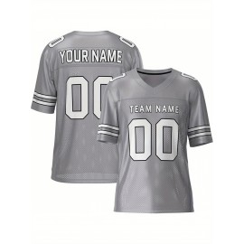 Customizable Football Jersey - Personalized Team & Number, V-Neck, Short Sleeve, Breathable Fabric for Outdoor Sports & Casual Wear, Custom Football Jersey, Summer Sports Apparel, Sporty Design, Comfortable Fit