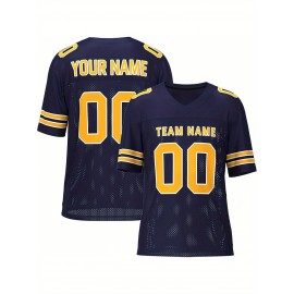 Customizable Football Jersey - Personalized Team & Number, V-Neck, Short Sleeve, Breathable Fabric for Outdoor Sports & Casual Wear, Custom Football Jersey, Summer Sports Apparel, Sporty Design, Comfortable Fit