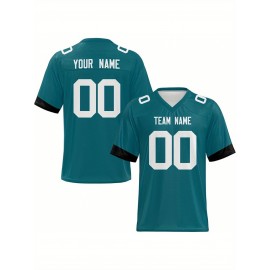 Custom Plus-Size Women's Football Jersey - Personalized Team Name & Number, Vibrant Teal V-Neck Summer Sportswear, Breathable Athletic Top for Sports Meetings, Travel Photo Shoots
