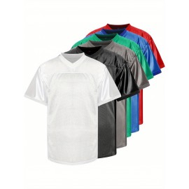 Customizable Football Jersey - Personalized Team & Number, V-Neck Short Sleeve, Breathable Fabric, Perfect for Sports & Casual Wear, Summer Sports Apparel, Sporty Clothing, Comfortable Fit