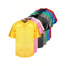 Customizable Football Jersey - Personalized Team & Number, V-Neck Short Sleeve, Breathable Fabric, Perfect for Sports & Casual Wear, Summer Sports Apparel, Sporty Clothing, Comfortable Fit