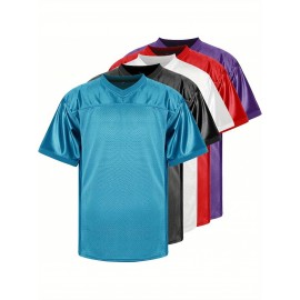 Customizable Football Jersey - Personalized Team & Number, V-Neck Short Sleeve, Breathable Fabric, Perfect for Sports & Casual Wear, Summer Sports Apparel, Sporty Clothing, Comfortable Fit