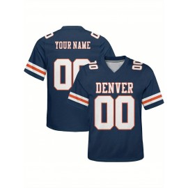 Customizable Plus Size Football Shirt for Women - Personalized Name & Number, V-Neck Short Sleeve, Breathable Summer Sports Jersey, Los Angeles City Team Gift, Football Jersey, Casual Wear, Sporty Design, Comfortable Fit, PLUS SIZE