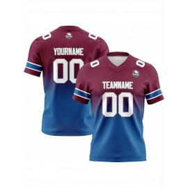 Custom Team Football jersey, Personalized Name& Number, Button-Up V-Neck Shirt, Soft Polyester for Training, Matches, and Team Activities