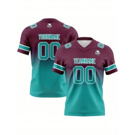 Custom Team Football jersey, Personalized Name& Number, Button-Up V-Neck Shirt, Soft Polyester for Training, Matches, and Team Activities